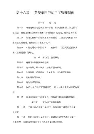 某集团劳动用工管理制度汇编