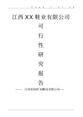 某鞋业建设项目可行性研究报告
