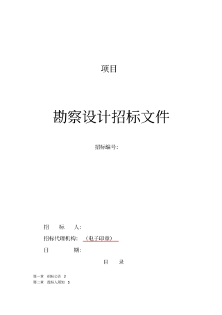 某项目勘察设计招标文件