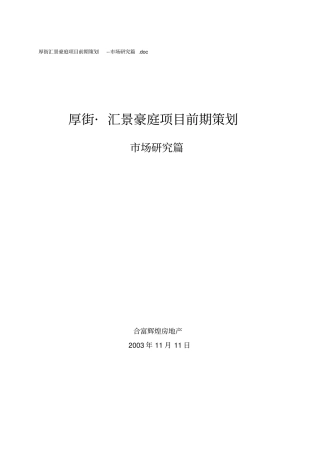 某项目前期策划方案