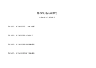 某项目商业部分经营功能定位策划报告
