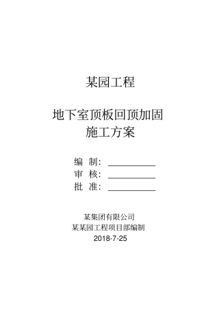 某项目地下室顶板回顶专项施工方案