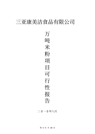 某食品公司米粉项目可行性研究报告