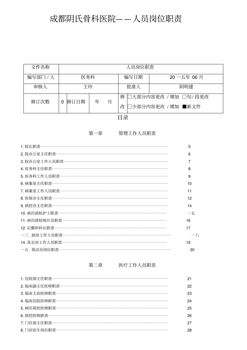 某骨科医院人员岗位职责汇编_第1页