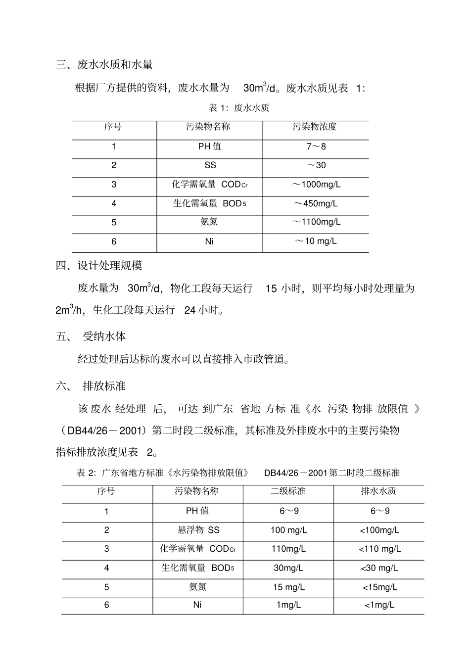 某高新技术公司废水处理工程设计及表格_第2页