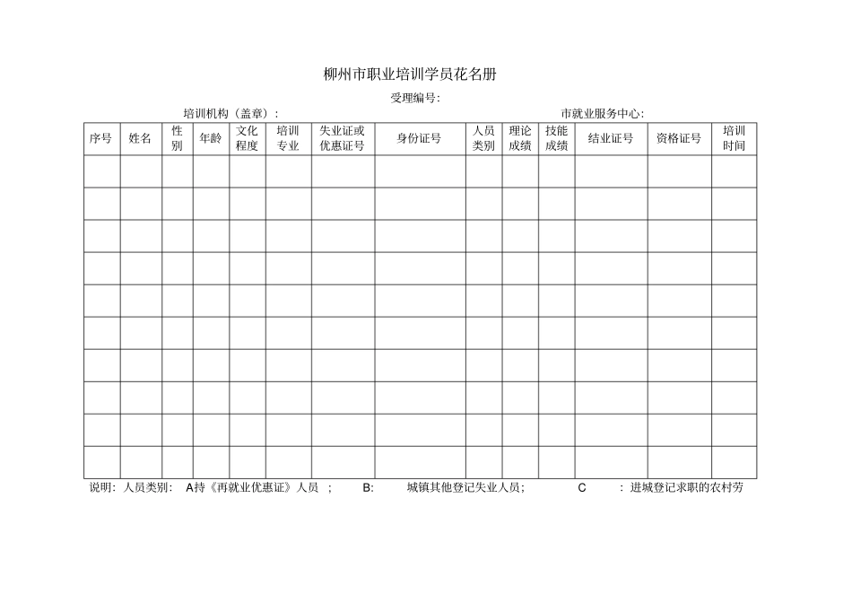 柳州职业技能培训补贴申请表_第3页