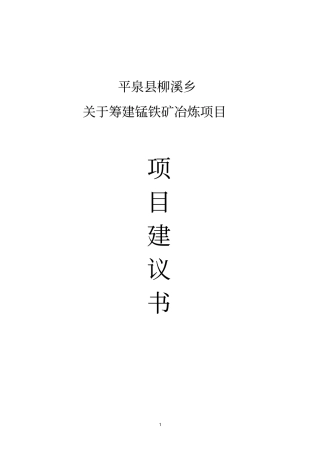 柳溪乡筹建锰铁矿冶炼项目建议书