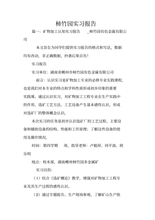 柿竹园实习报告