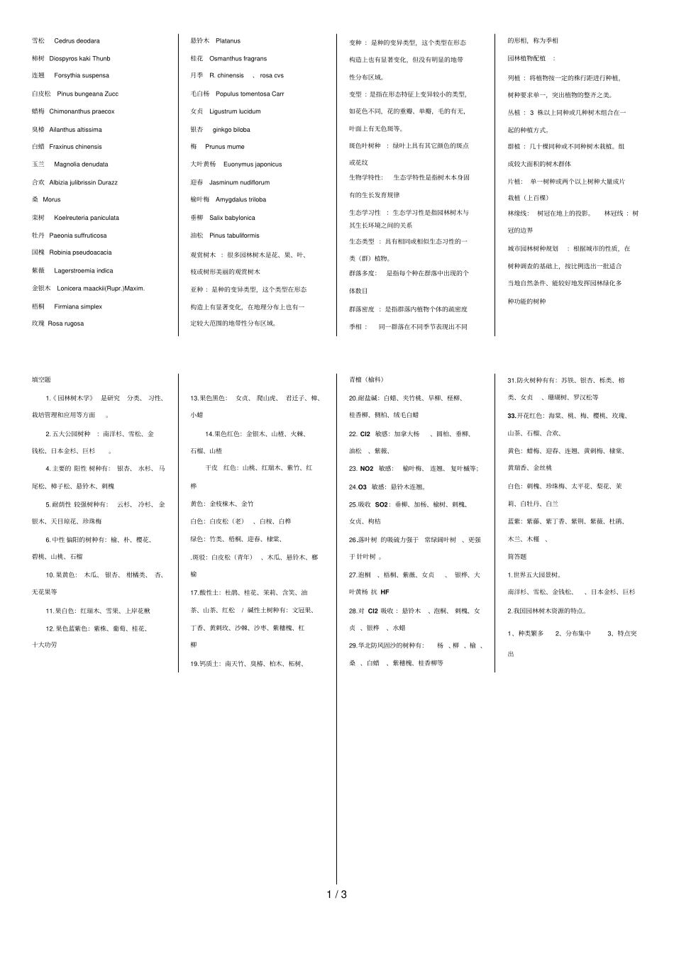 树木学考试题_第1页