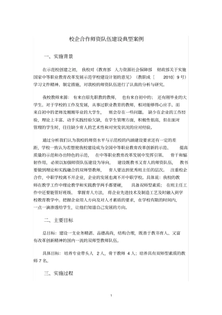 校企合作师资队伍建典型案例