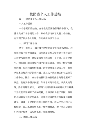 校团委个人工作总结