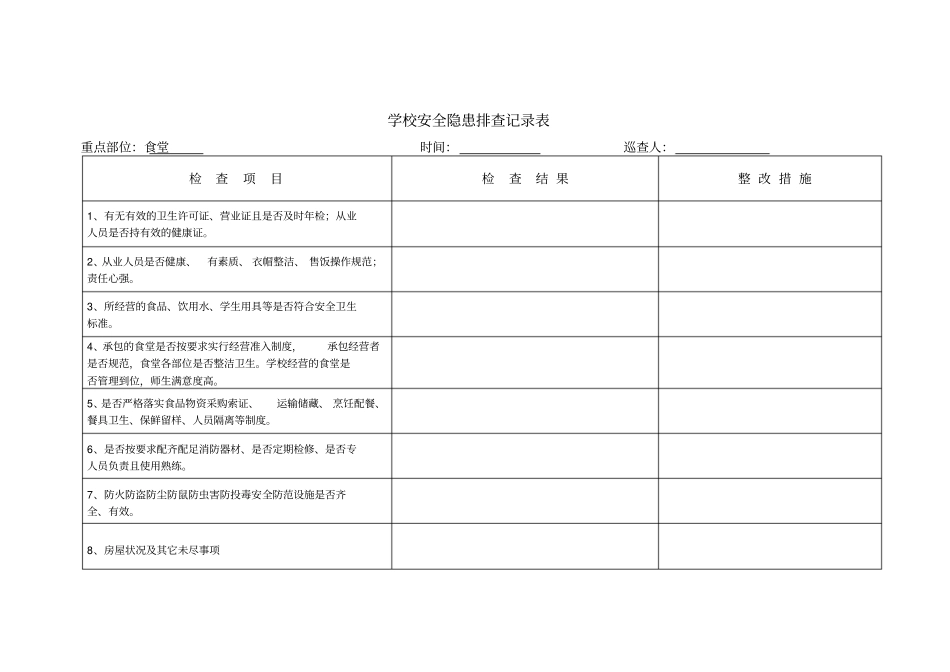 校园安全隐患排查记录表42388_第3页