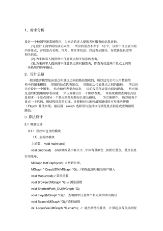 校园导游系统程序--课程设计-报告