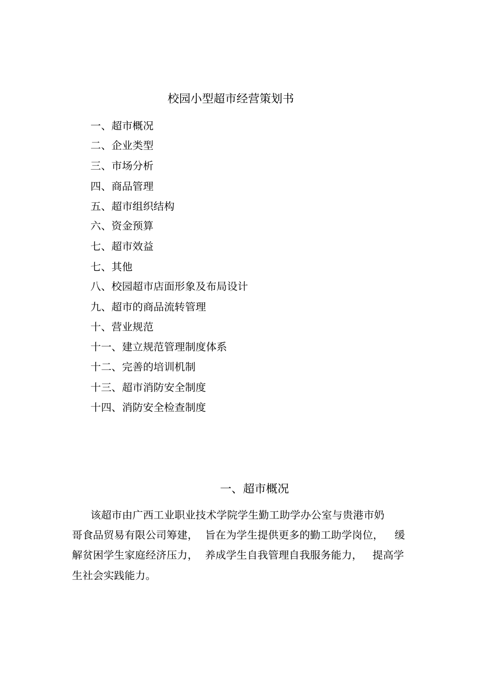 校园小型超经营方案_第1页