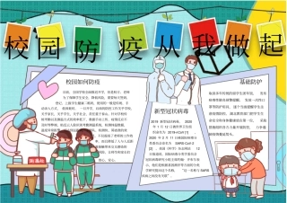 校园新冠病毒疫情防疫从我做起小报模板