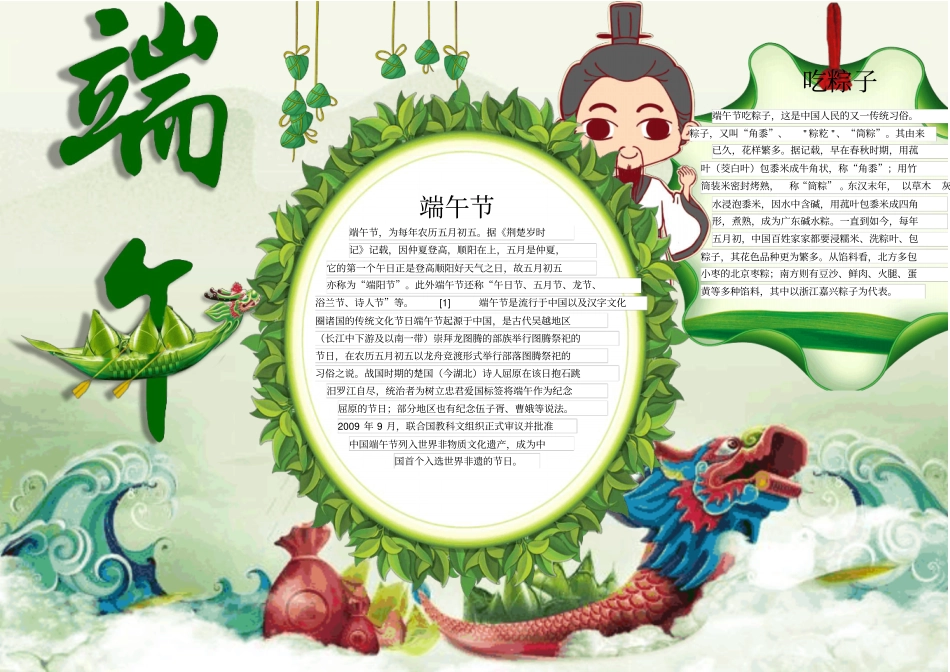 校园端午节小报手抄报模板_第1页