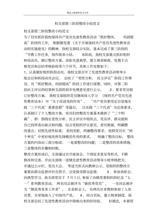校支部第三阶段整改小结范文-精品文案范文