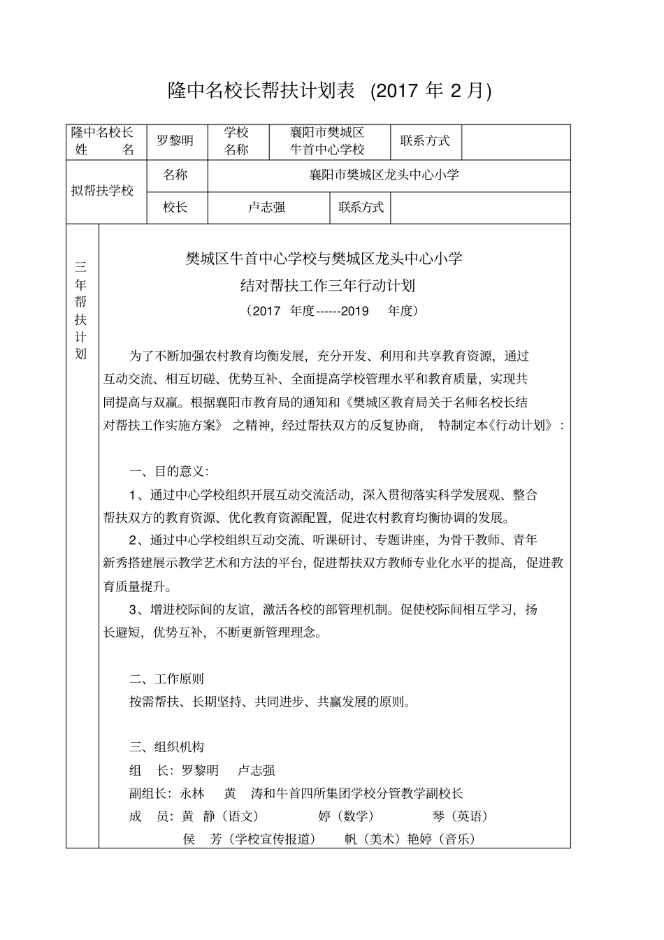 校长帮扶计划表新_第1页