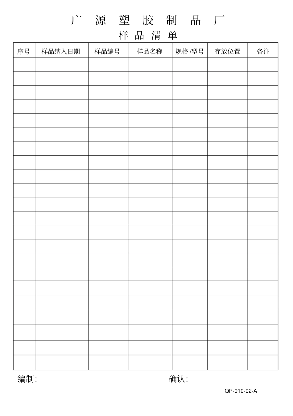 样品管理明细单_第1页