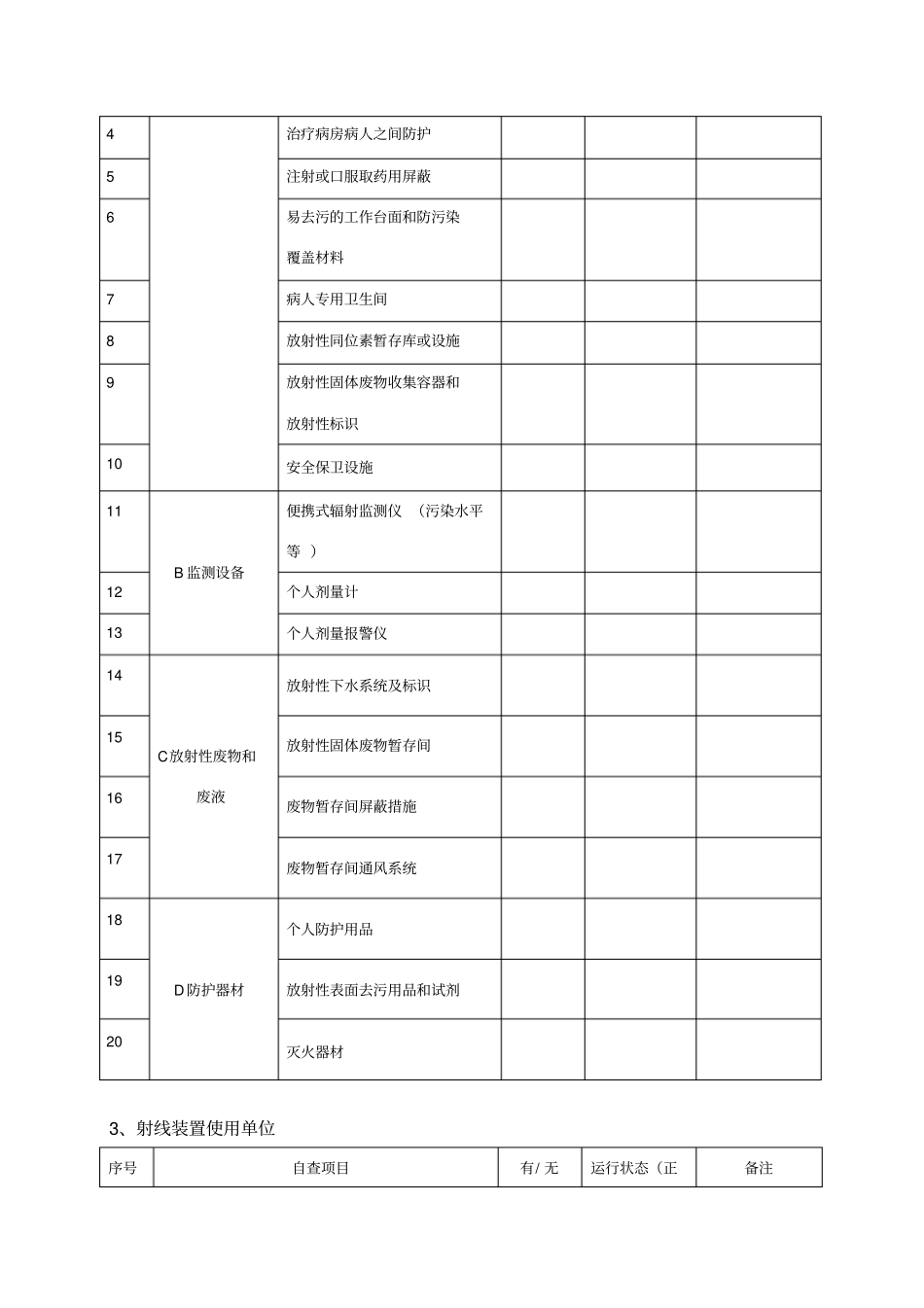 核技术利用单位自查表_第3页
