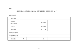 核技术利用单位辐射安全管理标准化建设项目表