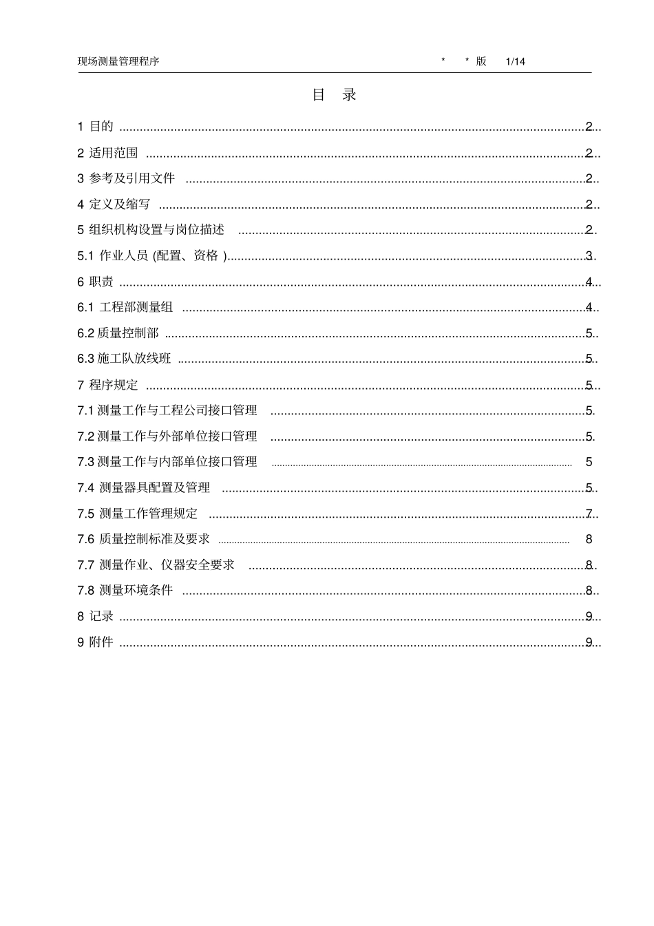 核电现场测量管理程序范本_第1页