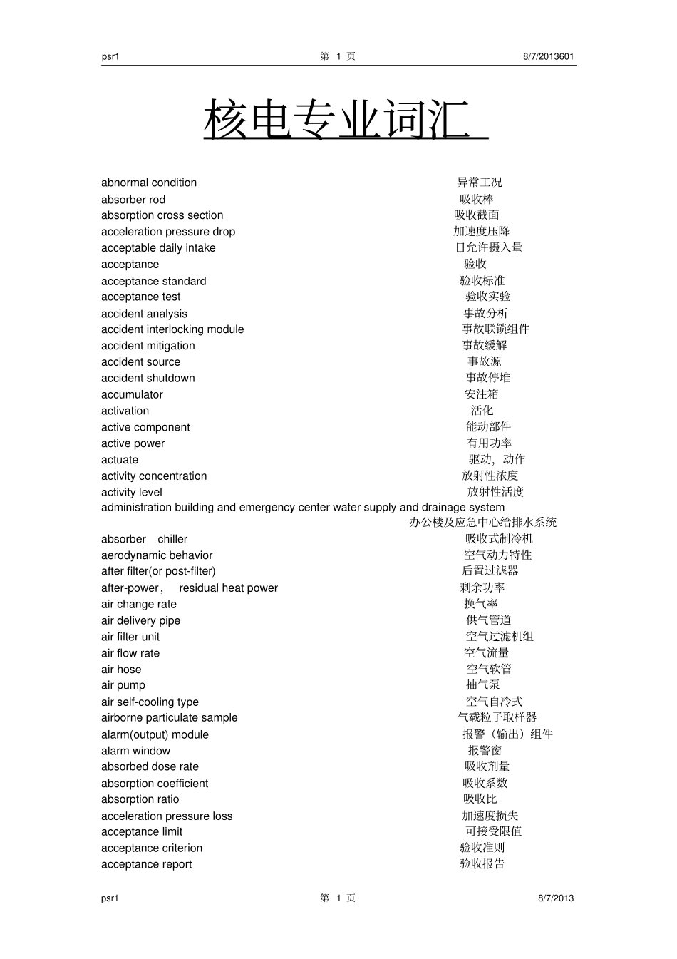 核电英语中英对照_第1页