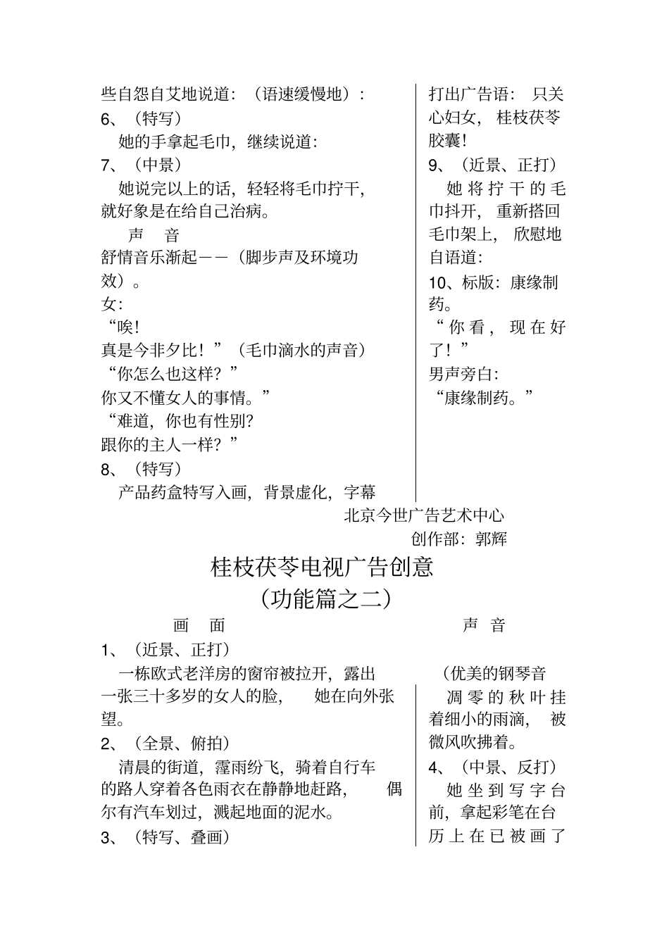 桂枝茯苓电视广告创意_第2页