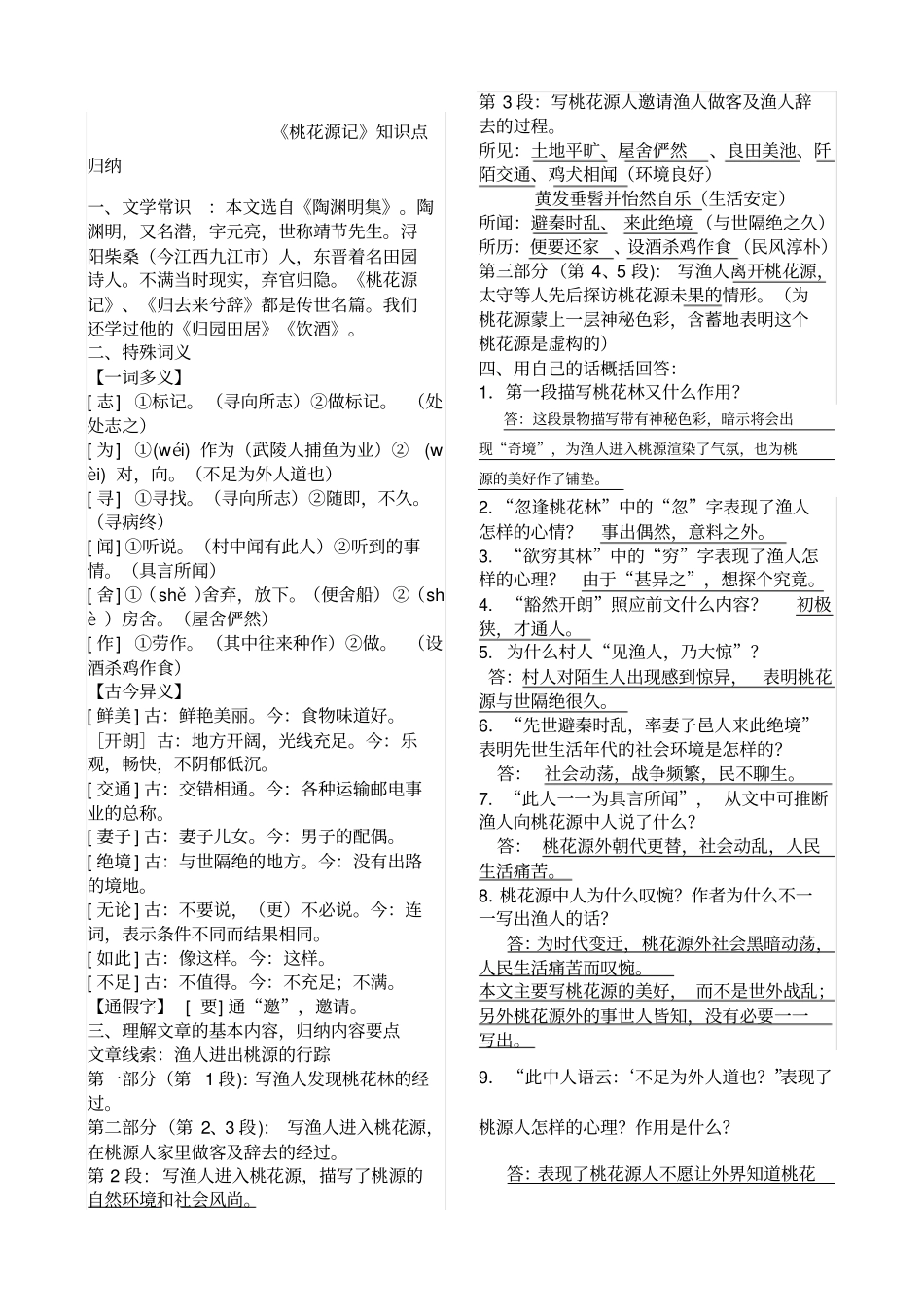 桃花源记知识点归纳_第1页
