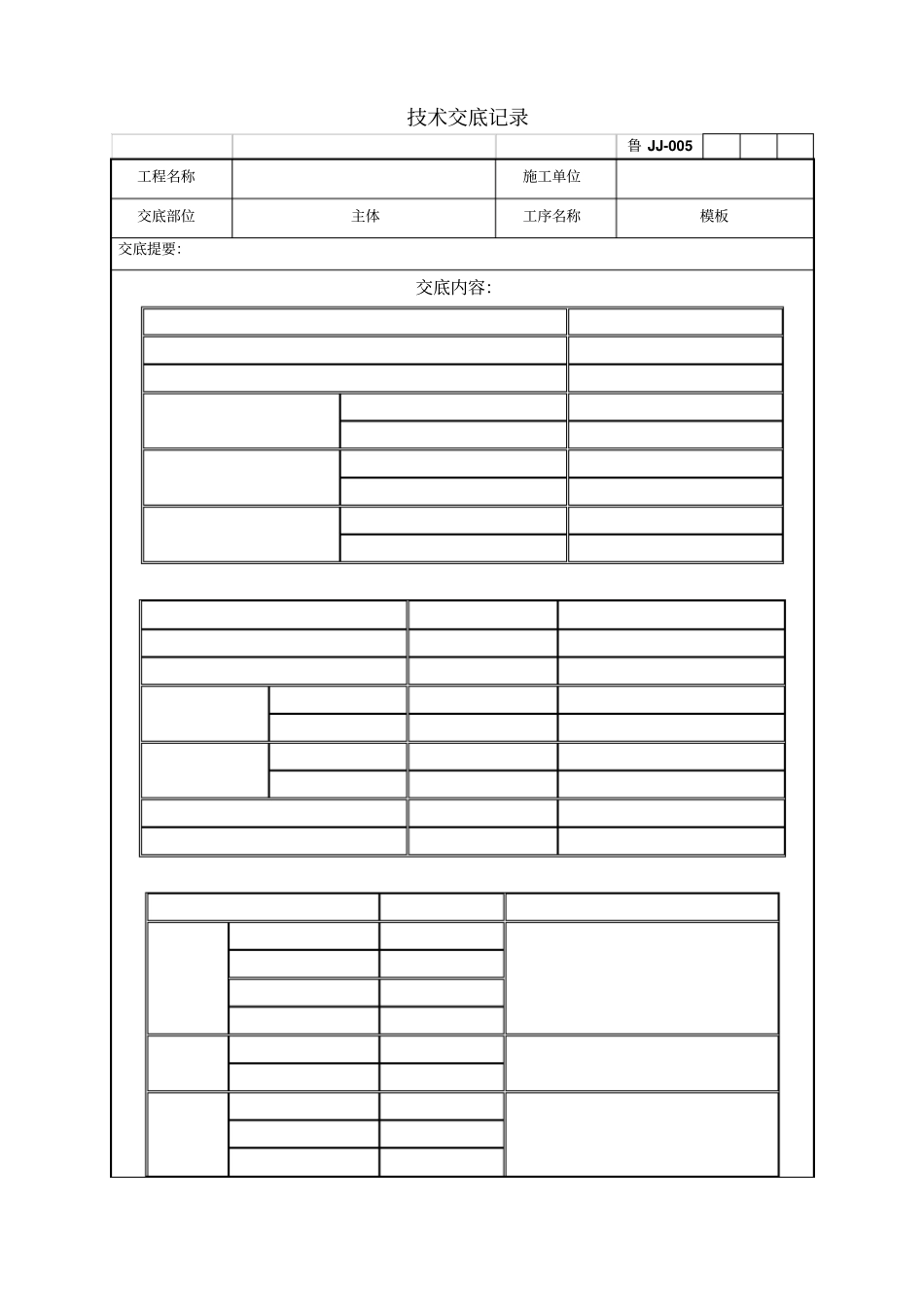 框架模板技术交底记录_第1页