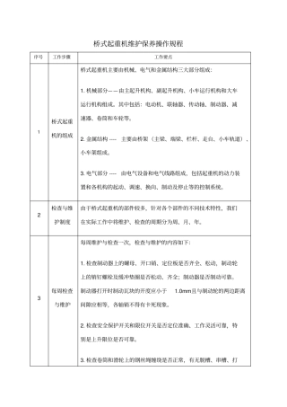 桥式起重机维护保养操作规程