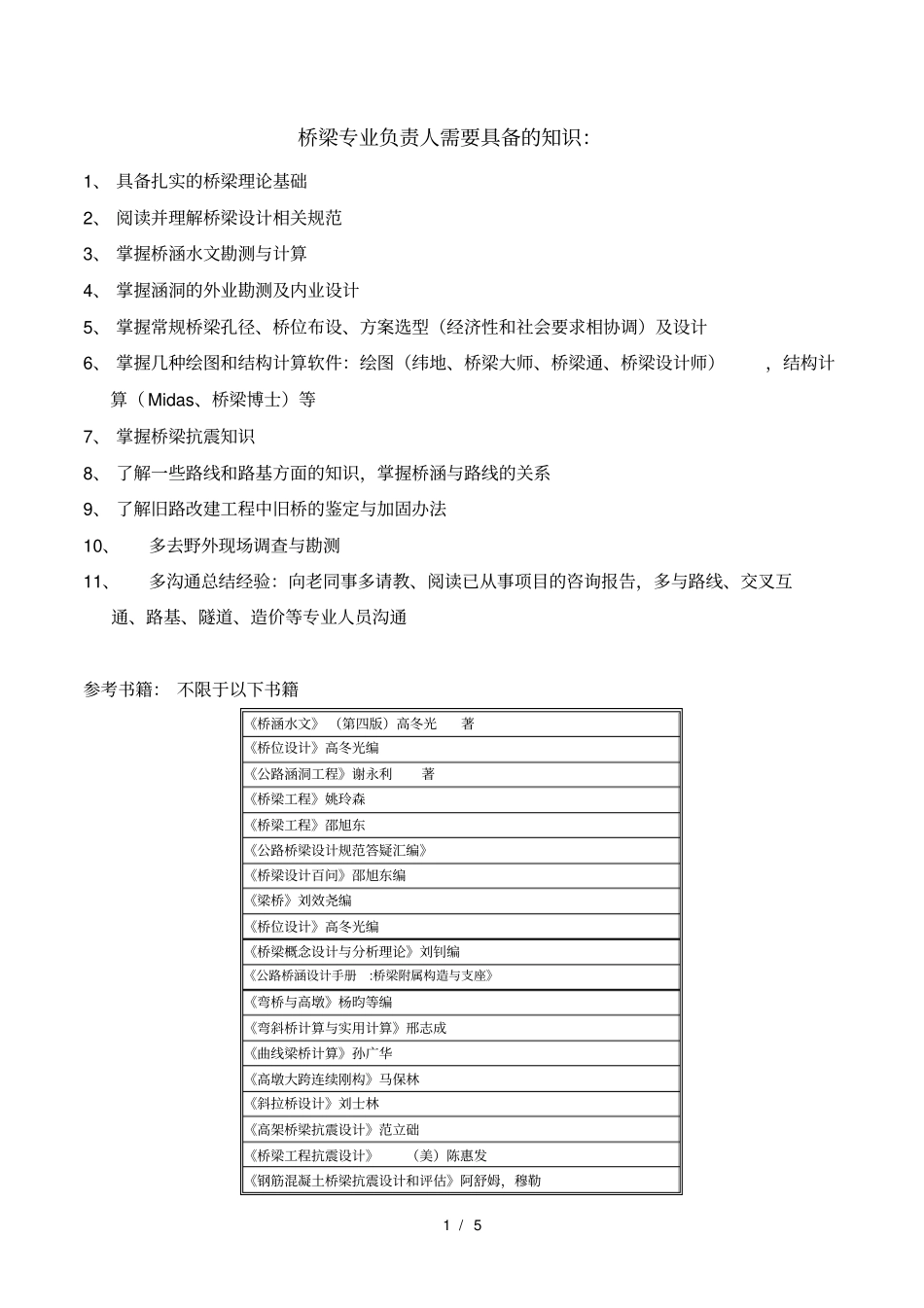 桥梁专业负责人需要掌握的知识_第1页