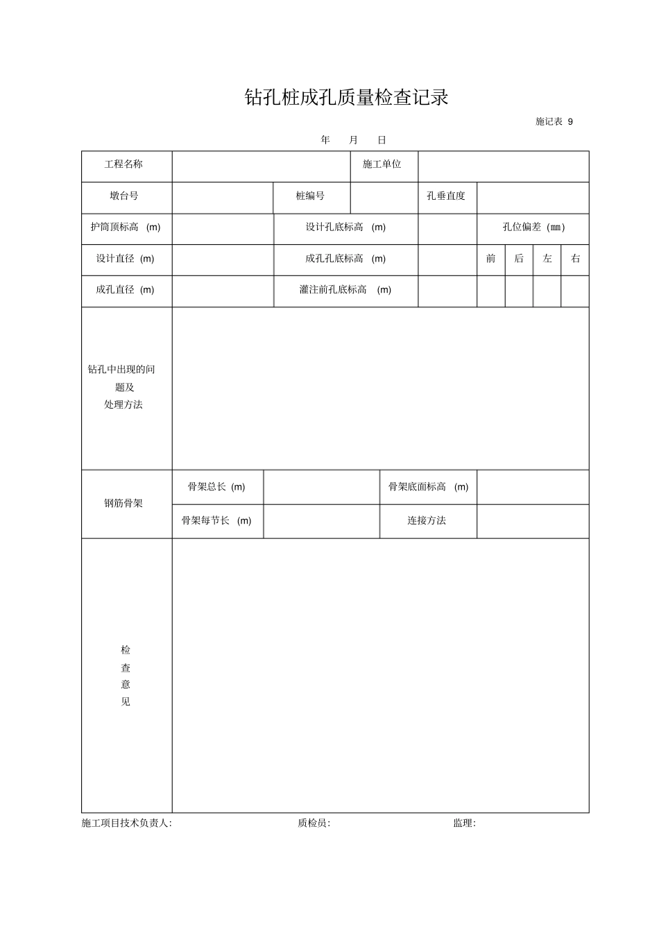 桥梁旋挖钻孔灌注桩基础施工资料空表_第3页