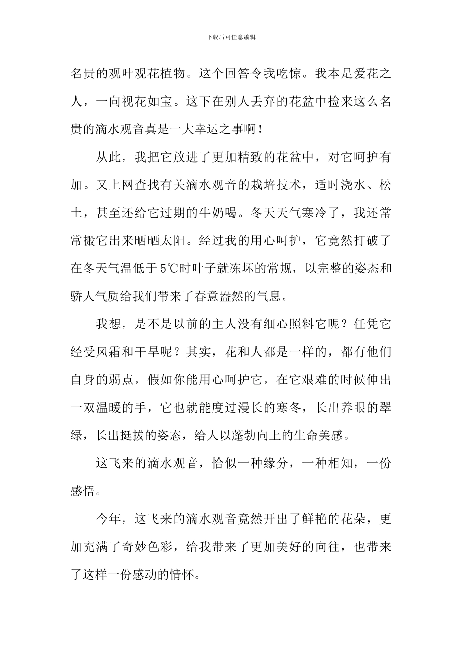 “飞来”的滴水观音作文800字_第2页