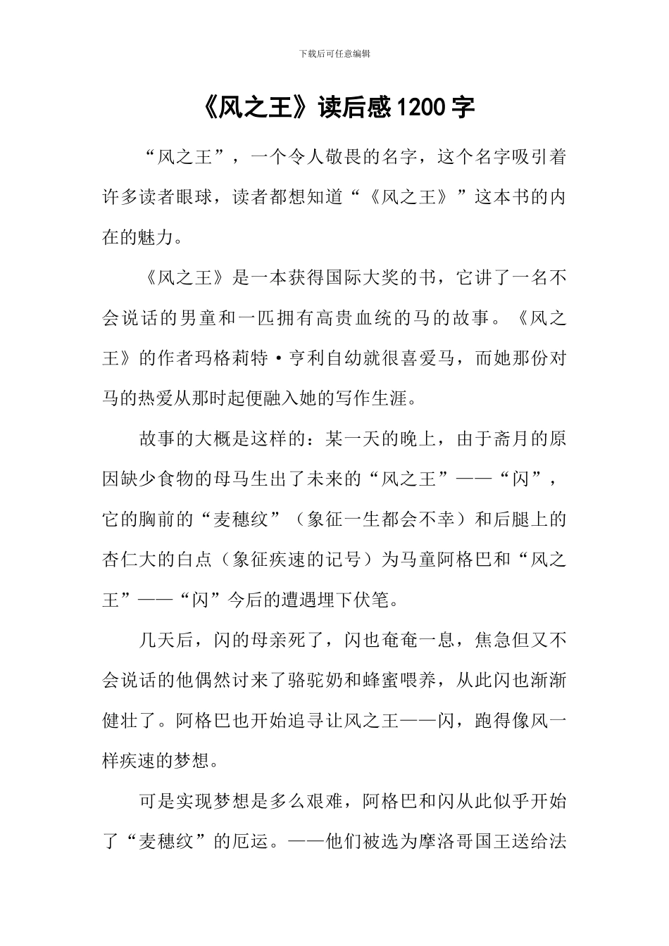 《风之王》读后感1200字_第1页