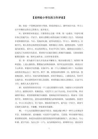 【教师给小学生的习作评语】