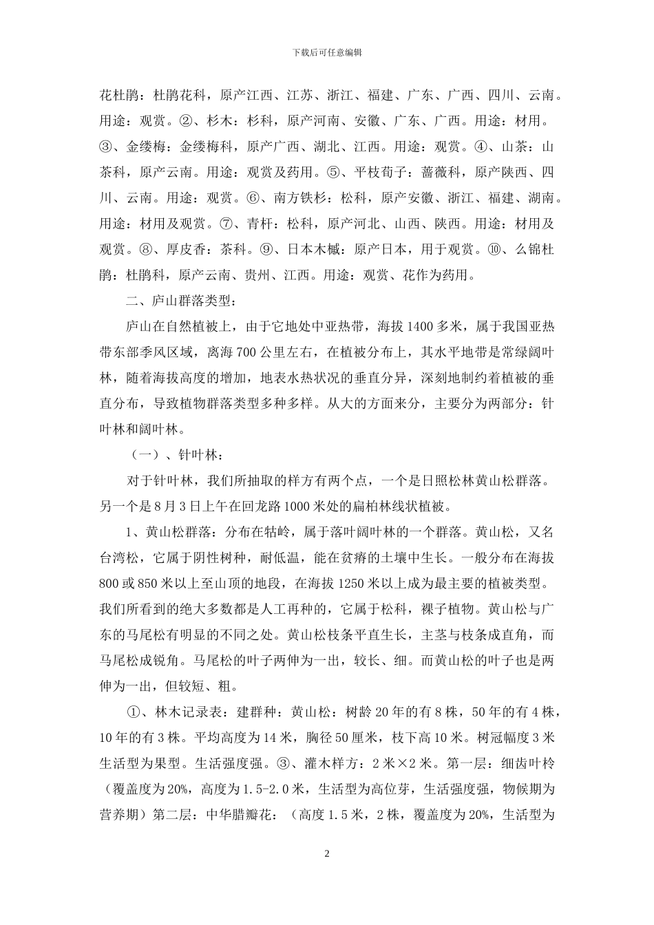 【庐山地理调查实习报告】_第2页