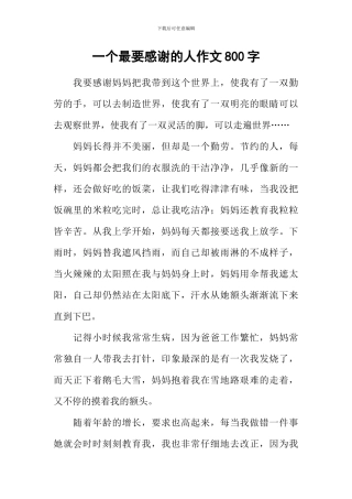 一个最要感谢的人作文800字