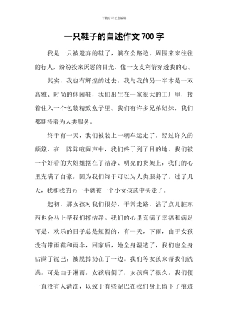 一只鞋子的自述作文700字