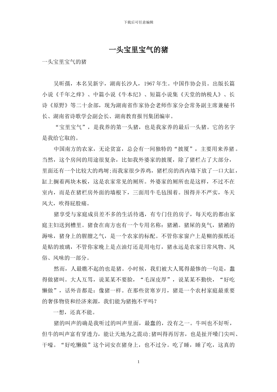 一头宝里宝气的猪_第1页