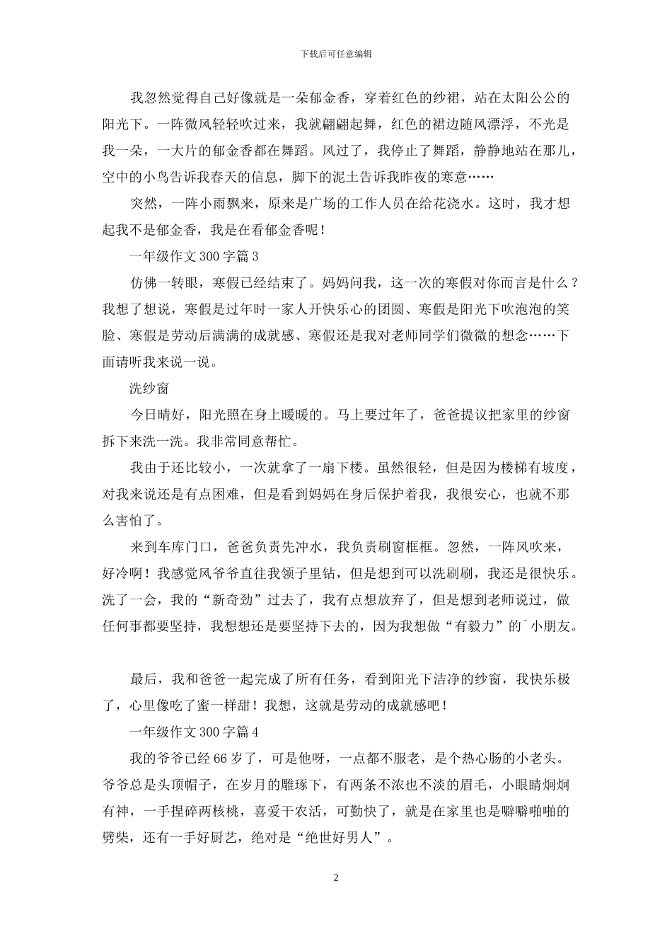 一年级作文300字合集五篇-1_第2页