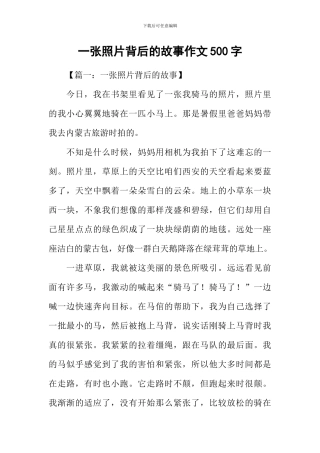 一张照片背后的故事作文500字