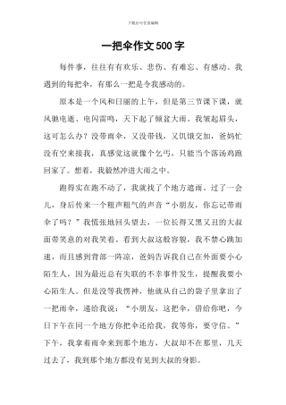 一把伞作文500字