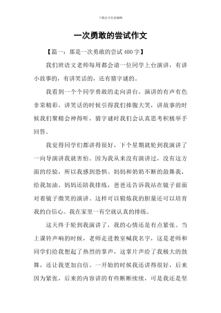 一次勇敢的尝试作文