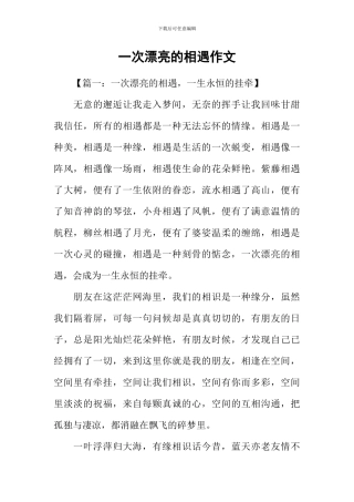 一次美丽的相遇作文-1