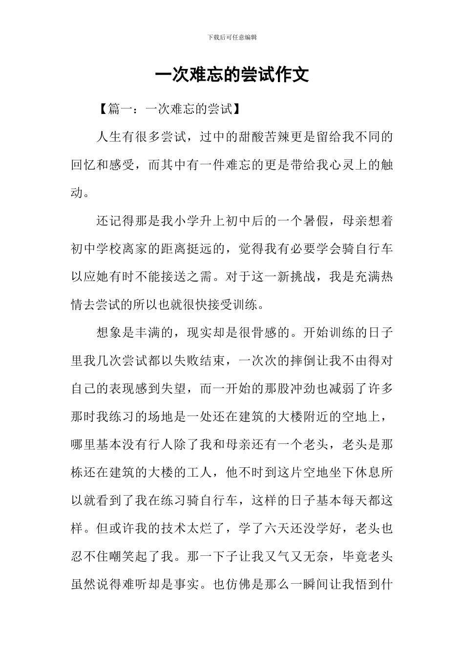 一次难忘的尝试作文_第1页