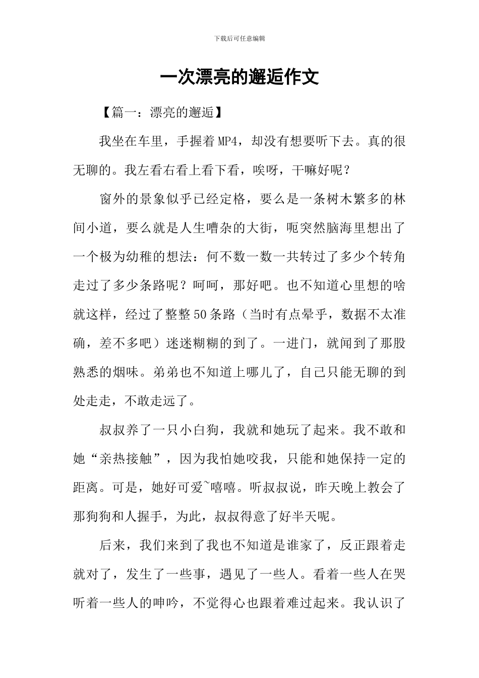 一次美丽的邂逅作文-1_第1页