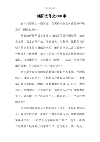 一缕阳光作文800字-7