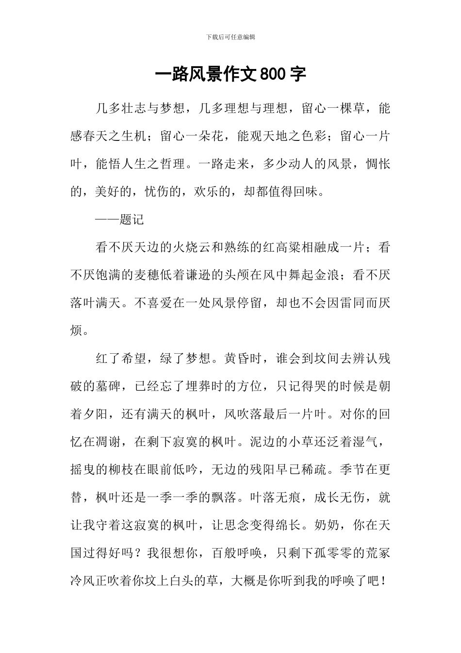 一路风景作文800字-1_第1页