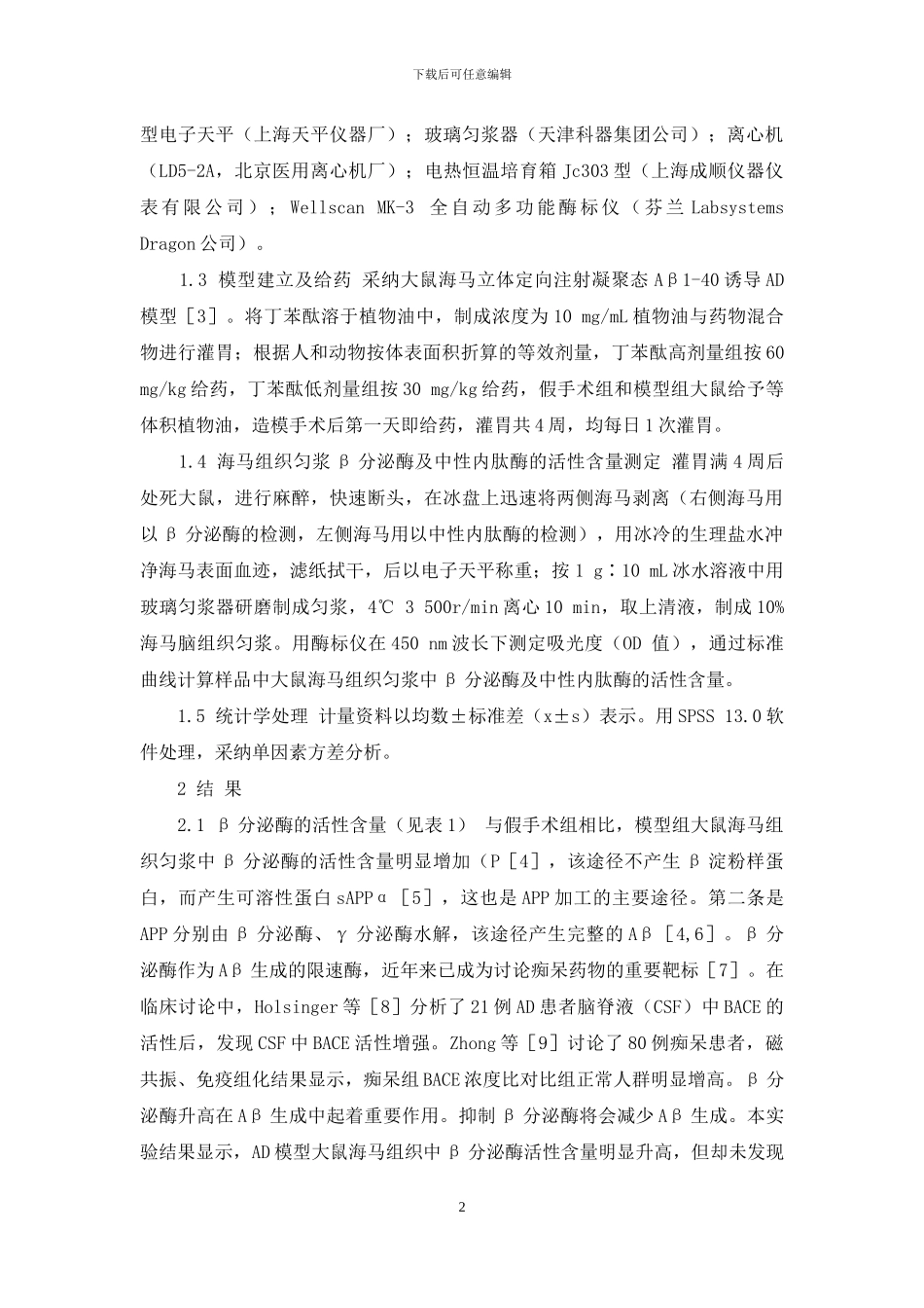 丁苯酞对AD大鼠模型海马BACE及NEP活性含量的影响-丁苯酞注射的出厂价格_第2页